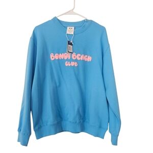 NWT Between The Flags Bondi Beach Club Couch Surfer Blue Sweatshirt Size S